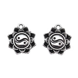 20pcs 13x16mm Antique Silver Color Chinese Style Tai Chi Lotus Charms Pendant For DIY Jewelry Making Jewelry Findings