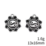 20pcs 13x16mm Antique Silver Color Chinese Style Tai Chi Lotus Charms Pendant For DIY Jewelry Making Jewelry Findings