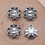 20pcs 13x16mm Antique Silver Color Chinese Style Tai Chi Lotus Charms Pendant For DIY Jewelry Making Jewelry Findings