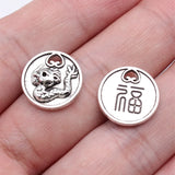 20pcs 15x15mm Antique Silver Color Chinese Style Dragon Fortune Charms Pendant For DIY Jewelry Making Jewelry Findings