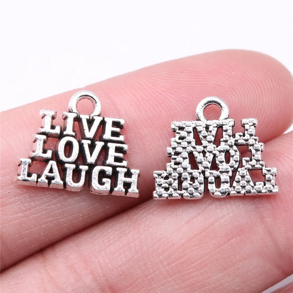 20pcs 16x13mm Antique Silver Color Live Love Laugh Charms Pendant For DIY Jewelry Making Jewelry Craft Findings