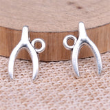 20pcs 17x9mm Antique Silver Color Wish Bone Charms Pendant For DIY Jewelry Making Handmade Jewelry Craft Findings