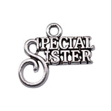 20pcs 19x16mm Antique Silver Color Special Sister Charms Pendant For DIY Jewelry Making Jewelry Craft Findings