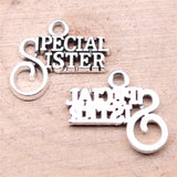 20pcs 19x16mm Antique Silver Color Special Sister Charms Pendant For DIY Jewelry Making Jewelry Craft Findings
