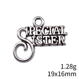 20pcs 19x16mm Antique Silver Color Special Sister Charms Pendant For DIY Jewelry Making Jewelry Craft Findings
