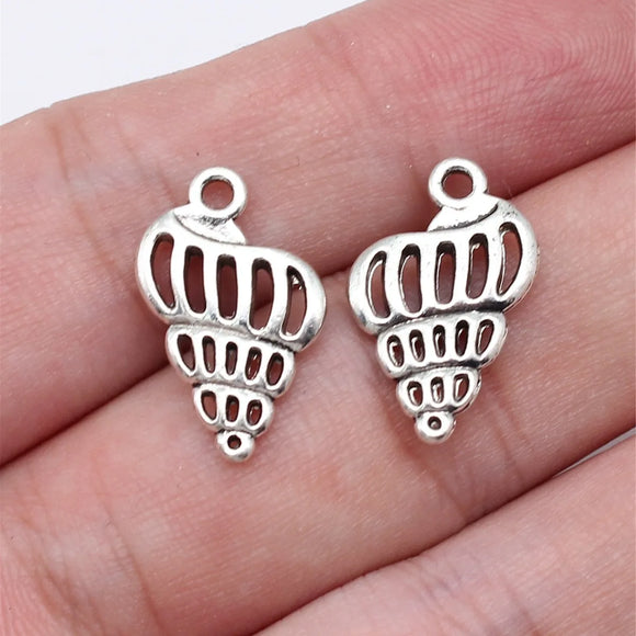 20pcs 20x12mm Antique Silver Color Conch Charms Pendant For DIY Jewelry Making Handmade Jewelry Craft Findings