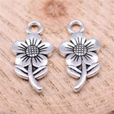 20pcs 21x11mm Antique Silver Color Double-Sided Flower Charms Pendant For DIY Jewelry Making Jewelry Craft Findings