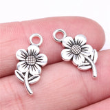20pcs 21x11mm Antique Silver Color Double-Sided Flower Charms Pendant For DIY Jewelry Making Jewelry Craft Findings