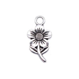20pcs 21x11mm Antique Silver Color Double-Sided Flower Charms Pendant For DIY Jewelry Making Jewelry Craft Findings