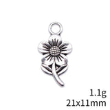20pcs 21x11mm Antique Silver Color Double-Sided Flower Charms Pendant For DIY Jewelry Making Jewelry Craft Findings