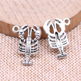 20pcs 21x15mm Antique Silver Color Shrimp Charms Pendant For DIY Jewelry Making Handmade Jewelry Craft Findings
