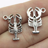 20pcs 21x15mm Antique Silver Color Shrimp Charms Pendant For DIY Jewelry Making Handmade Jewelry Craft Findings