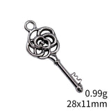 20pcs 28x11mm Antique Silver Color Flower Key Charms Pendant For DIY Jewelry Making Handmade Jewelry Craft Findings