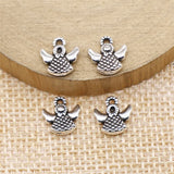 20pcs Angel Charms Pendant DIY Jewelry Findings Antique Silver Color Tone 10x10mm