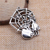 2pcs 40x33mm Antique Silver Color Poisonous Spider Cobweb Sorcery Witch Charms Pendant For DIY Jewelry Making