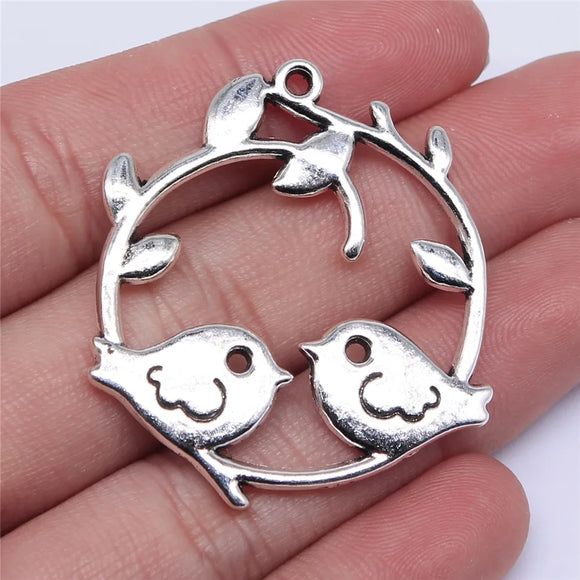 2pcs 42x39mm 2 Colors Bird Charms Pendant For DIY Jewelry Making Handmade Jewelry Craft Findings