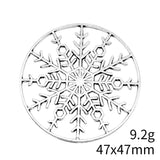 2pcs 47x47mm Antique Silver Color Hollow Round Snowflakes Charms Pendant For DIY Jewelry Making Jewelry Craft Findings