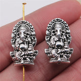 WYSIWYG 2pcs/lot Charms Double-Sided Indian God Of Wealth Ganesha 14x22mm Antique Silver Color Elephant Beads For Jewelry Making