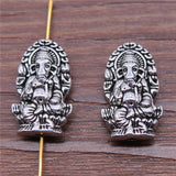WYSIWYG 2pcs/lot Charms Double-Sided Indian God Of Wealth Ganesha 14x22mm Antique Silver Color Elephant Beads For Jewelry Making