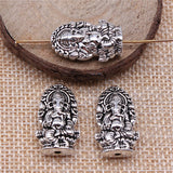 WYSIWYG 2pcs/lot Charms Double-Sided Indian God Of Wealth Ganesha 14x22mm Antique Silver Color Elephant Beads For Jewelry Making