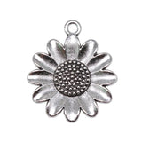 3pcs 30x25mm Antique Silver Color Sunflower Flower Charms Pendant For DIY Jewelry Making Jewelry Craft Findings