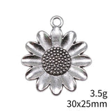 3pcs 30x25mm Antique Silver Color Sunflower Flower Charms Pendant For DIY Jewelry Making Jewelry Craft Findings