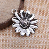 3pcs 30x25mm Antique Silver Color Sunflower Flower Charms Pendant For DIY Jewelry Making Jewelry Craft Findings