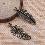 5pcs 40x16mm 2 Colors Feather Charms Pendant For DIY Jewelry Making Handmade Jewelry Craft Findings