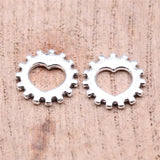 40pcs 12x12mm Antique Silver Color Gear Heart Charms Pendant For DIY Jewelry Making Handmade Jewelry Craft Findings