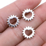 40pcs 12x12mm Antique Silver Color Gear Heart Charms Pendant For DIY Jewelry Making Handmade Jewelry Craft Findings