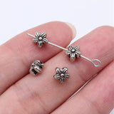 40pcs 6.5x6.5mm Antique Silver Color Flower Beads Pendant For DIY Jewelry Making Handmade Jewelry Craft Findings