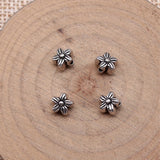 40pcs 6.5x6.5mm Antique Silver Color Flower Beads Pendant For DIY Jewelry Making Handmade Jewelry Craft Findings