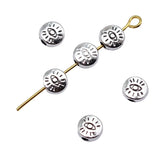 40 cuentas de 6 x 6 mm de color plata antigua con forma de ojo de doble cara, pequeñas cuentas con agujeros, hechas a mano, para hacer joyas DIY h1099