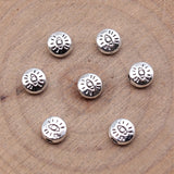 40 cuentas de 6 x 6 mm de color plata antigua con forma de ojo de doble cara, pequeñas cuentas con agujeros, hechas a mano, para hacer joyas DIY h1099