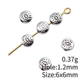 40 cuentas de 6 x 6 mm de color plata antigua con forma de ojo de doble cara, pequeñas cuentas con agujeros, hechas a mano, para hacer joyas DIY h1099
