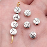 40 cuentas de 6 x 6 mm de color plata antigua con forma de ojo de doble cara, pequeñas cuentas con agujeros, hechas a mano, para hacer joyas DIY h1099