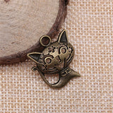 4pcs 24x21mm 2 Colors Smile Cat Charms Pendant For DIY Jewelry Making Handmade Jewelry Craft Findings