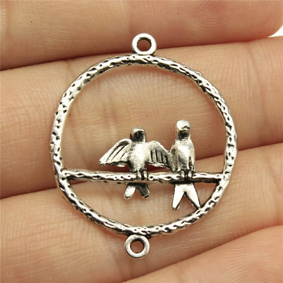 4pcs 33x27mm 2 Colors Birds Connector Charms Pendant For DIY Jewelry Making Handmade Jewelry Craft Findings