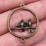 4pcs 33x27mm 2 Colors Birds Connector Charms Pendant For DIY Jewelry Making Handmade Jewelry Craft Findings