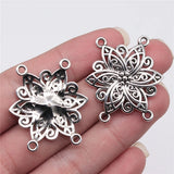 4pcs 33x31mm Antique Silver Color Body Chain Flower Porous Connector For Jewelry Making DIY Jewelry Findings
