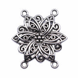 4pcs 33x31mm Antique Silver Color Body Chain Flower Porous Connector For Jewelry Making DIY Jewelry Findings