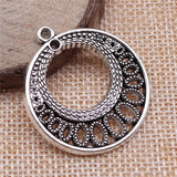 4 conectores para pendientes redondos de color plata antigua de 36 x 33 mm para hacer joyas hechas a mano.