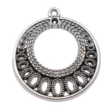 4 conectores para pendientes redondos de color plata antigua de 36 x 33 mm para hacer joyas hechas a mano.