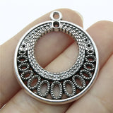 4 conectores para pendientes redondos de color plata antigua de 36 x 33 mm para hacer joyas hechas a mano.