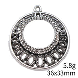 4 conectores para pendientes redondos de color plata antigua de 36 x 33 mm para hacer joyas hechas a mano.
