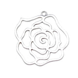 4pcs 37x36mm Antique Silver Color Hollow Rose Flowers Charms Pendant For DIY Jewelry Making Jewelry Craft Findings