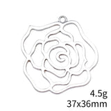 4pcs 37x36mm Antique Silver Color Hollow Rose Flowers Charms Pendant For DIY Jewelry Making Jewelry Craft Findings