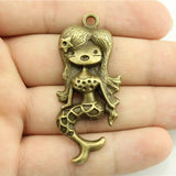 4pcs 54x22mm 2 Colors Mermaid Charms Pendant For DIY Jewelry Making Handmade Jewelry Craft Findings