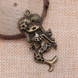 4pcs 54x22mm 2 Colors Mermaid Charms Pendant For DIY Jewelry Making Handmade Jewelry Craft Findings