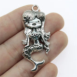 4pcs 54x22mm 2 Colors Mermaid Charms Pendant For DIY Jewelry Making Handmade Jewelry Craft Findings
